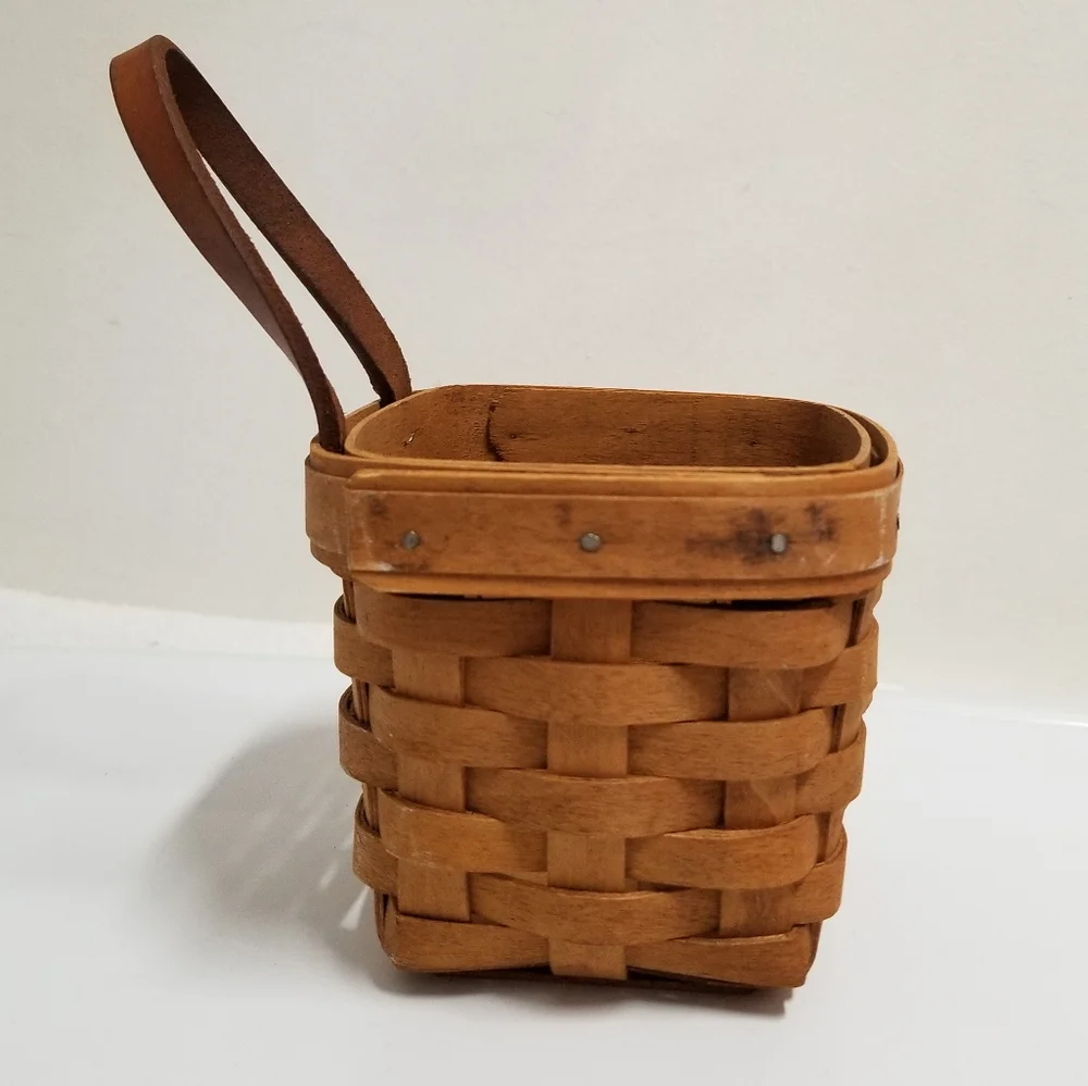 Longaberger Small Basket Set 3pc Brown & Multi Color